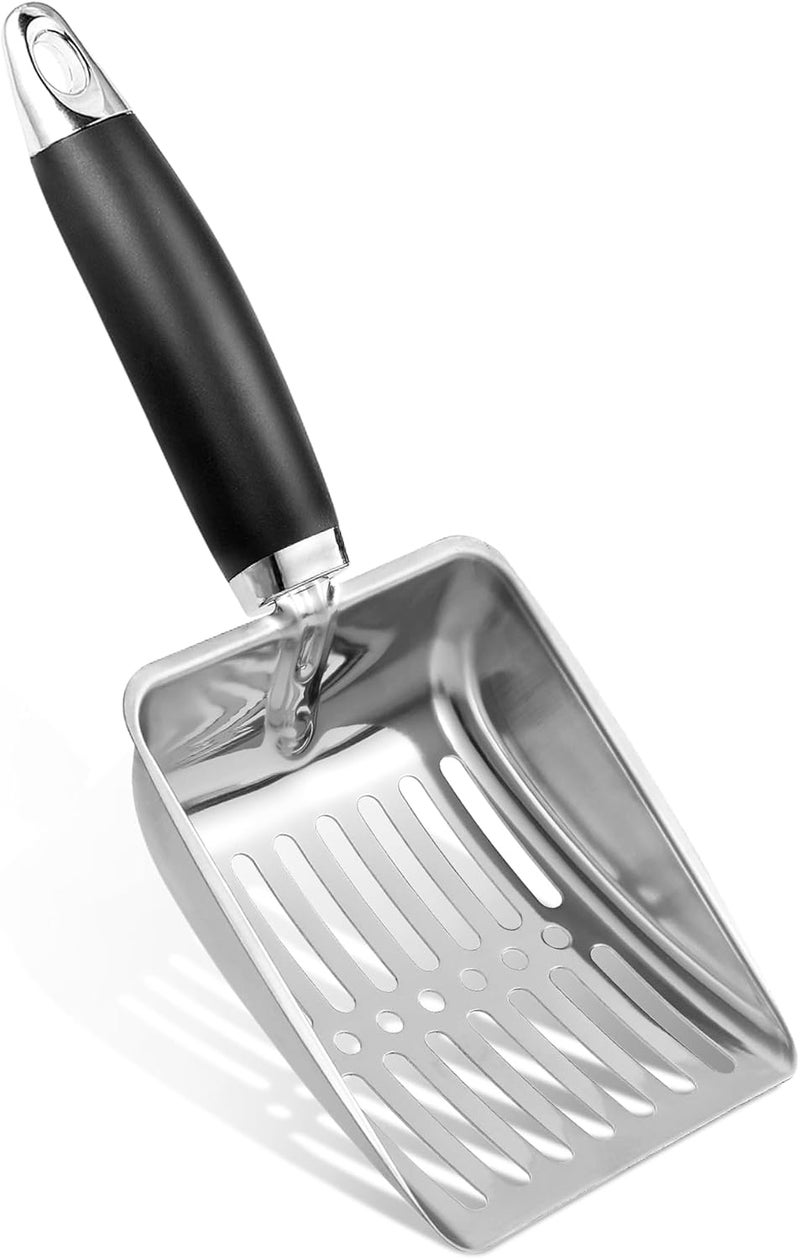 NewGF Stainless Steel Cat Litter Scoop,Metal Cat Litter Scoop,Kitty Metal Scooper,Sturdy Mesh Scooper - Image 1